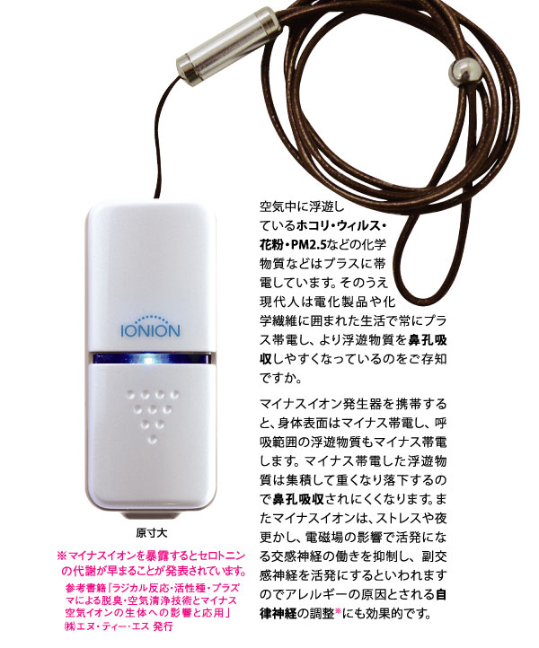 イオニオンLX 超小型軽量の携帯型マイナスイオン発生器 : アイ