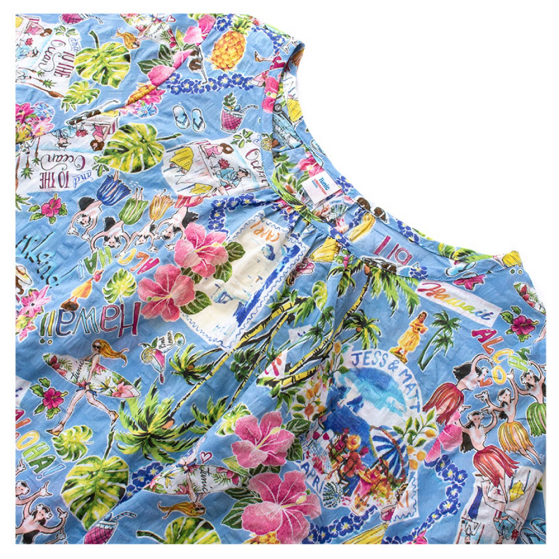 Tunic LABORATORY coco ルームウェア　鴨居羊子　ブルー チュニック 20％OFF SALE TUNIC チュニック 鴨居羊子 7分袖