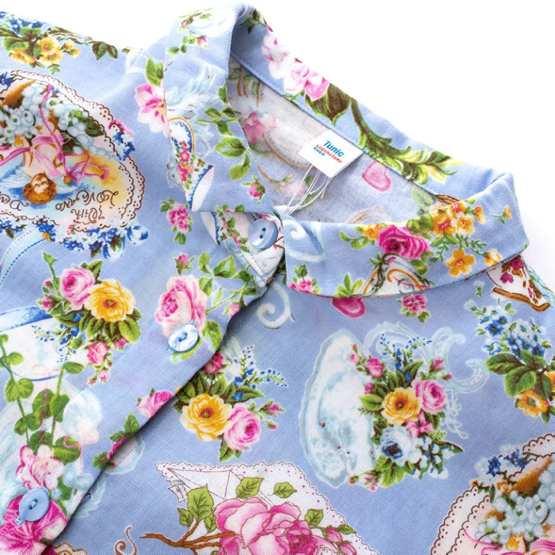 チュニック TUNIC 衿付きパジャマ 29193P ダブルガーゼ・ティータイム