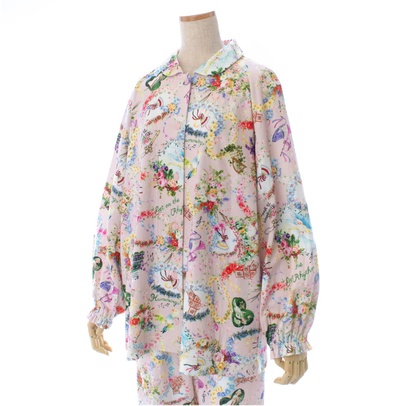 チュニック TUNIC 前開きパジャマ 衿つき 長袖 40接結・メロディ
