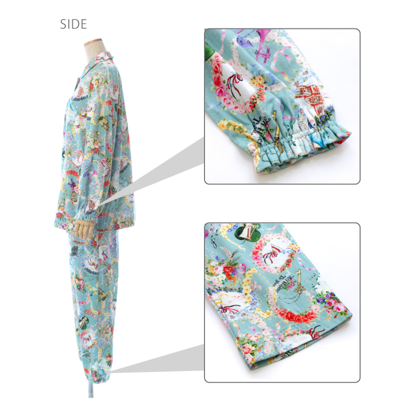 チュニック TUNIC 前開きパジャマ 衿つき 長袖 40接結・メロディ