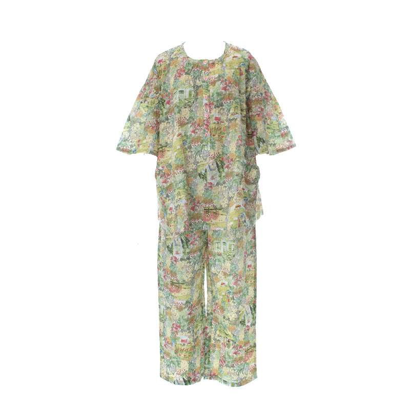 チュニック TUNIC 36097P 6分袖半開パジャマ【80ローンサッカー