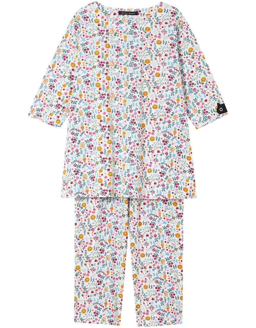 ワコール wacoal レディース HDT226 マタノアツコ ATSUKO MATANO 俣野温子 パジャマ ルームウェア 7分袖8分丈パンツ かぶり 綿100％ 夏 M・Lサイズ 爆買の画像