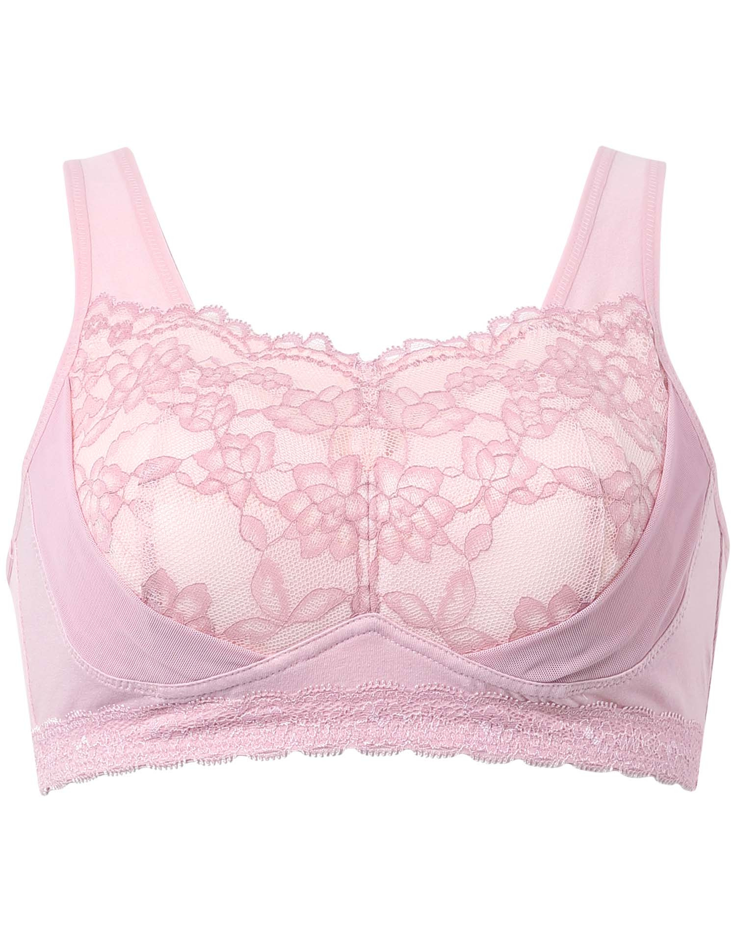 ピンク追加２点　BRA166ワコール綿混素材　ナイトアップブラ（レーシィ）LL BRA166｜ワコール ナイトアップブラ ノンワイヤーブラ M/L/LL/3L