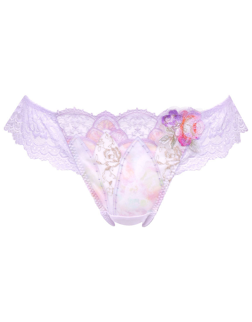 新品Wing レシアージュ　ワコールレース薔薇柄パープルスリップ ウイング／レシアージュ さらっと快適【小さく見せるブラ】高さ