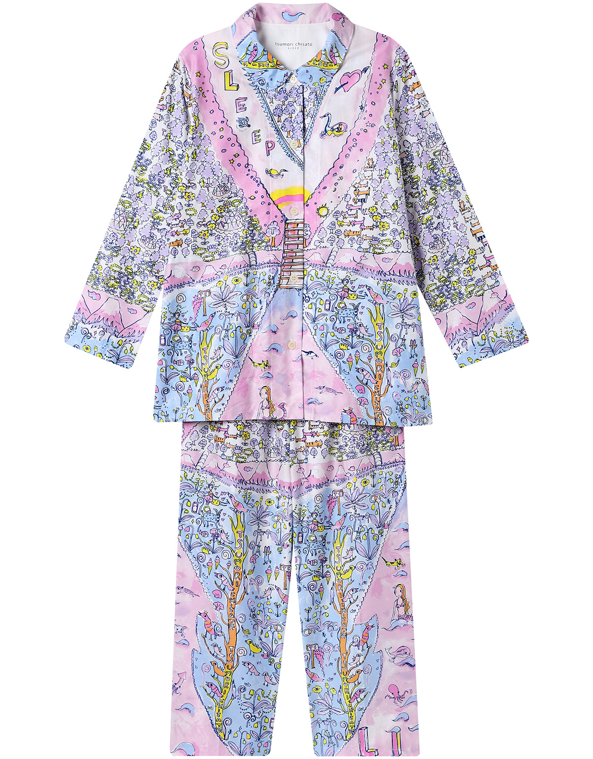 ワコール Wacoal ツモリチサト UDX506 tsumori chisato SLEEP パジャマ ルームウェア 10分袖 10分丈 全開タイプ 綿100% サテン M・Lサイズ 3wY_1