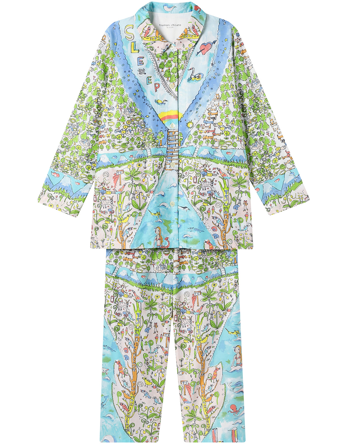 ワコール Wacoal ツモリチサト UDX506 tsumori chisato SLEEP パジャマ ルームウェア 10分袖 10分丈 全開タイプ 綿100% サテン M・Lサイズ 3wY_2
