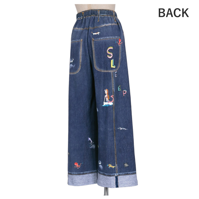 ツモリチサトスリープ　ワコール　デニム風ボトムス　Mサイズ　UOW435 tsumori chisato SLEEP ワコール ツモリチサト ボトムス 10分丈 ワイド