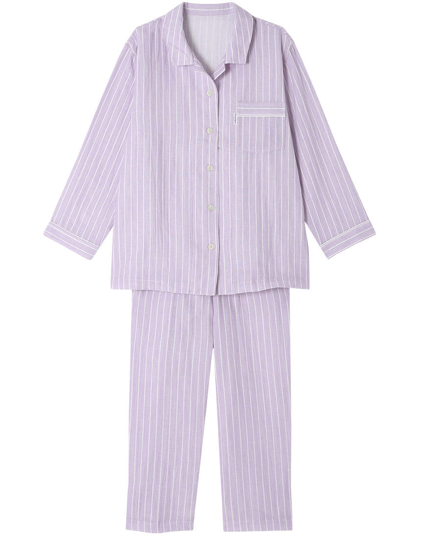ワコール 睡眠科学 パジャマ YDX570  シャツパジャマ ストライプ柄 10分袖 10分丈 上下...
