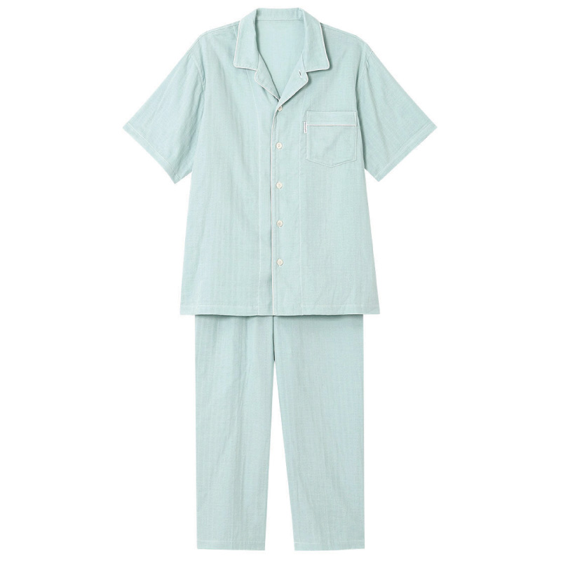 ワコール メンズ 睡眠科学 パジャマ YGT145 wacoal 全開 5分袖 9分丈 吸汗速乾 通気性 ペアルック 紳士 （M・Lサイズ）_2