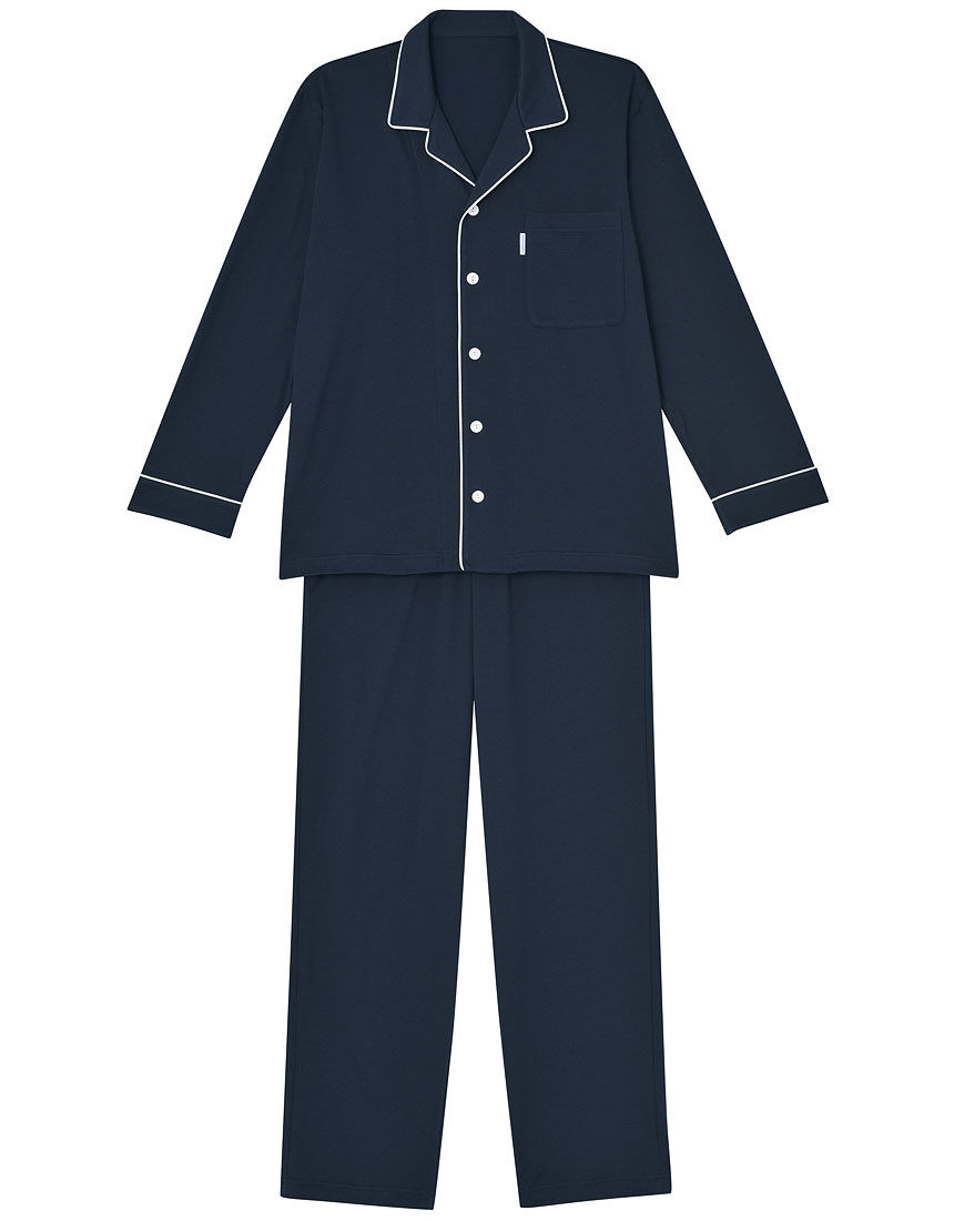 ワコール 睡眠科学 パジャマ  YGX522 メンズ シャツ 長袖 上下セット テーラー襟 天綿 綿100%  (M・Lサイズ)  日本製 ルームウェア シンプル 男性用｜i-may｜03