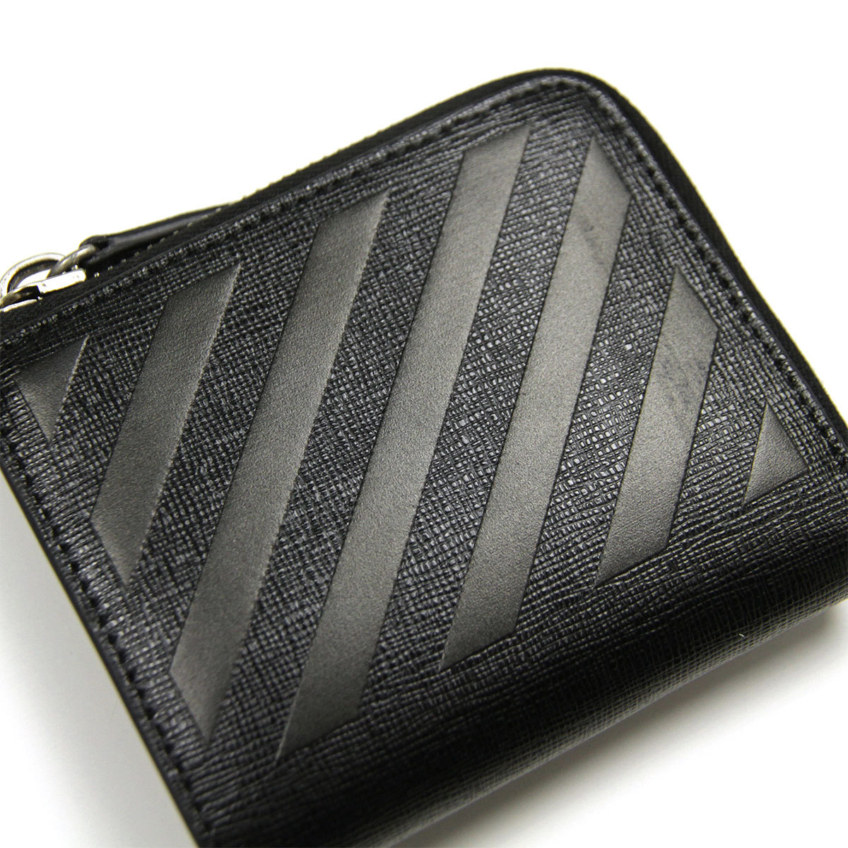 オフホワイト 財布 メンズ レディース 正規品 OFF-WHITE コインケース 財布 ミニサイズ 3D DIAG SAFF ZIP WALLET  BLACK BLACK OMNC030F21LEA0011010