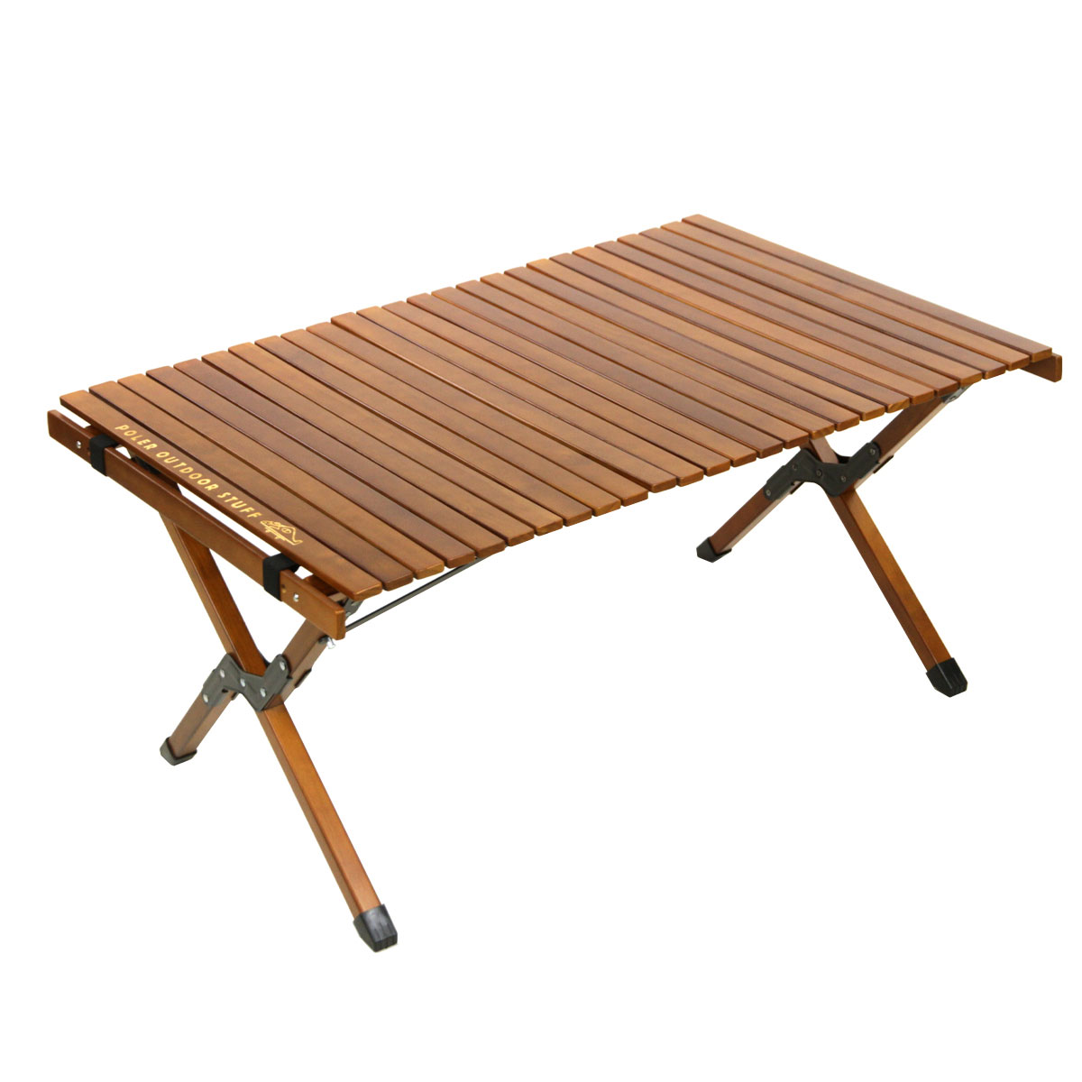 ポーラー アウトドア テーブル 正規販売店 POLER 折りたたみ式テーブル AJUSTABLE ROLLTOP WOOD TABLE  233MCV0133-BRN BROWN