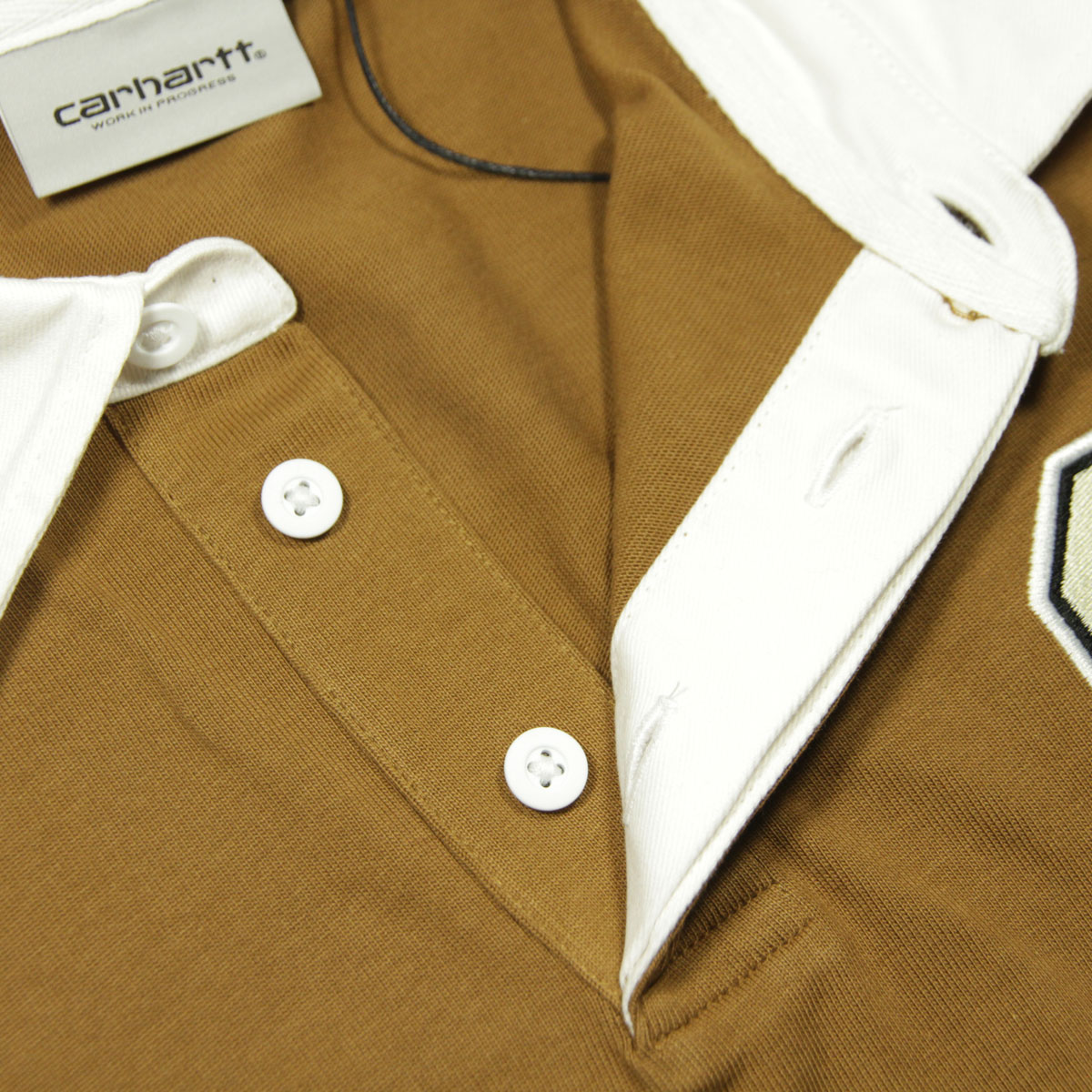 カーハート メンズ ラガーシャツ 正規品 CARHARTT WIP 長袖シャツ コットン LONG SLEEVE BROWN DUCKS RUGBY SHIRT HAMILTON BROWN/WHITE I033832 2IQXX