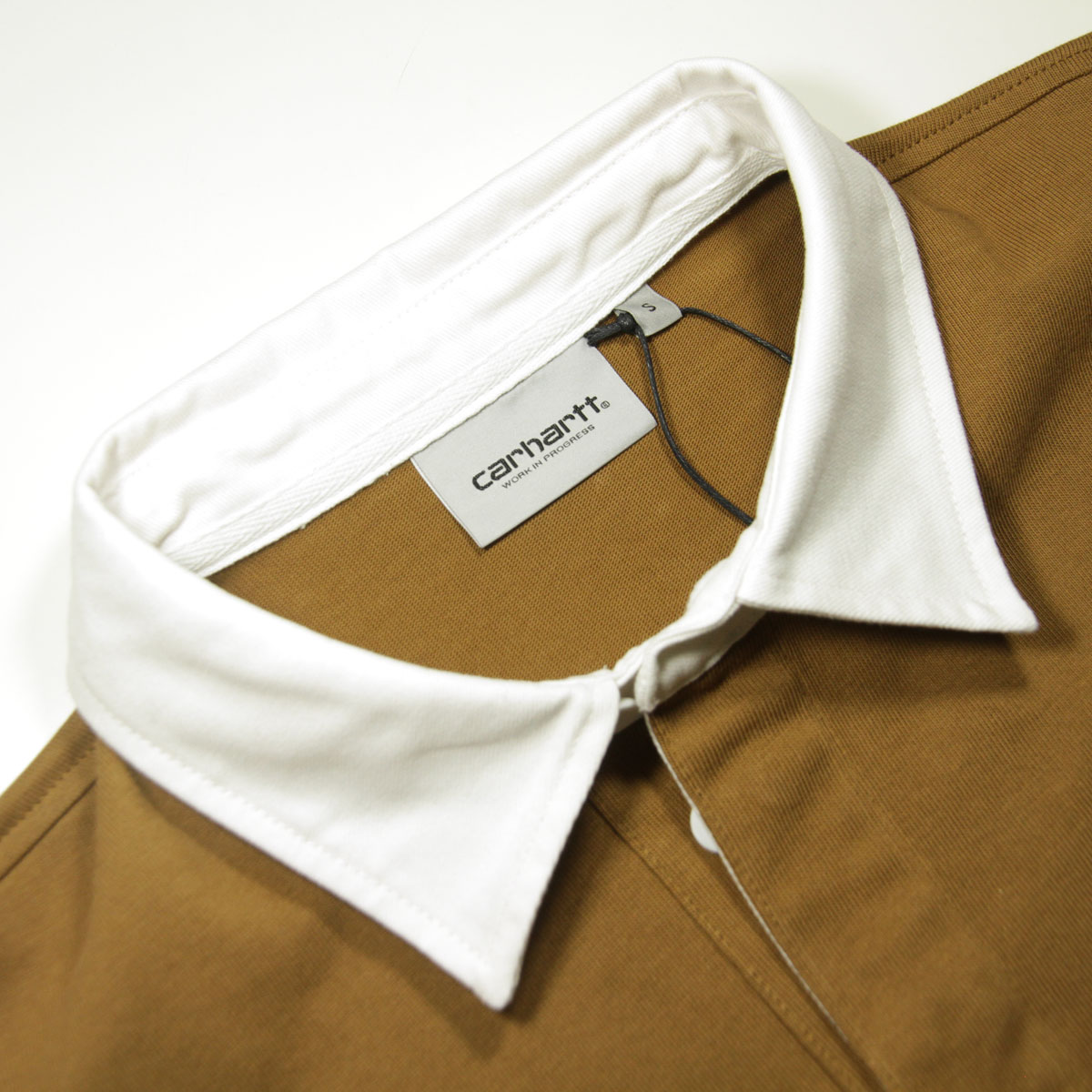 カーハート メンズ ラガーシャツ 正規品 CARHARTT WIP 長袖シャツ コットン LONG SLEEVE BROWN DUCKS RUGBY SHIRT HAMILTON BROWN/WHITE I033832 2IQXX
