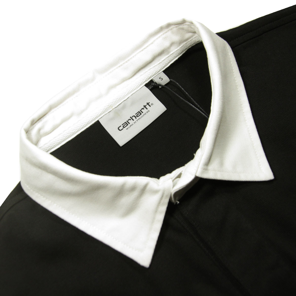カーハート メンズ ラガーシャツ 正規品 CARHARTT WIP 長袖シャツ コットン LONG SLEEVE BROWN DUCKS RUGBY SHIRT BLACK/WHITE I033832 0D2XX