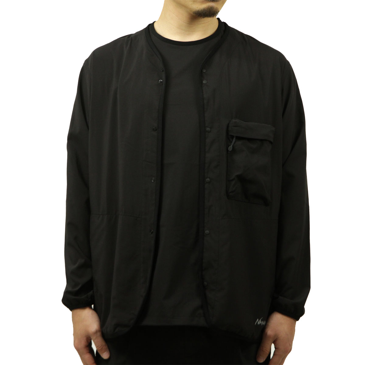ナンガ メンズ カーディガン 正規販売店 NANGA 収納可能 ボタンダウン 軽量 PLC EXCURSION CARDIGAN BLK BLACK N2500-1T405A