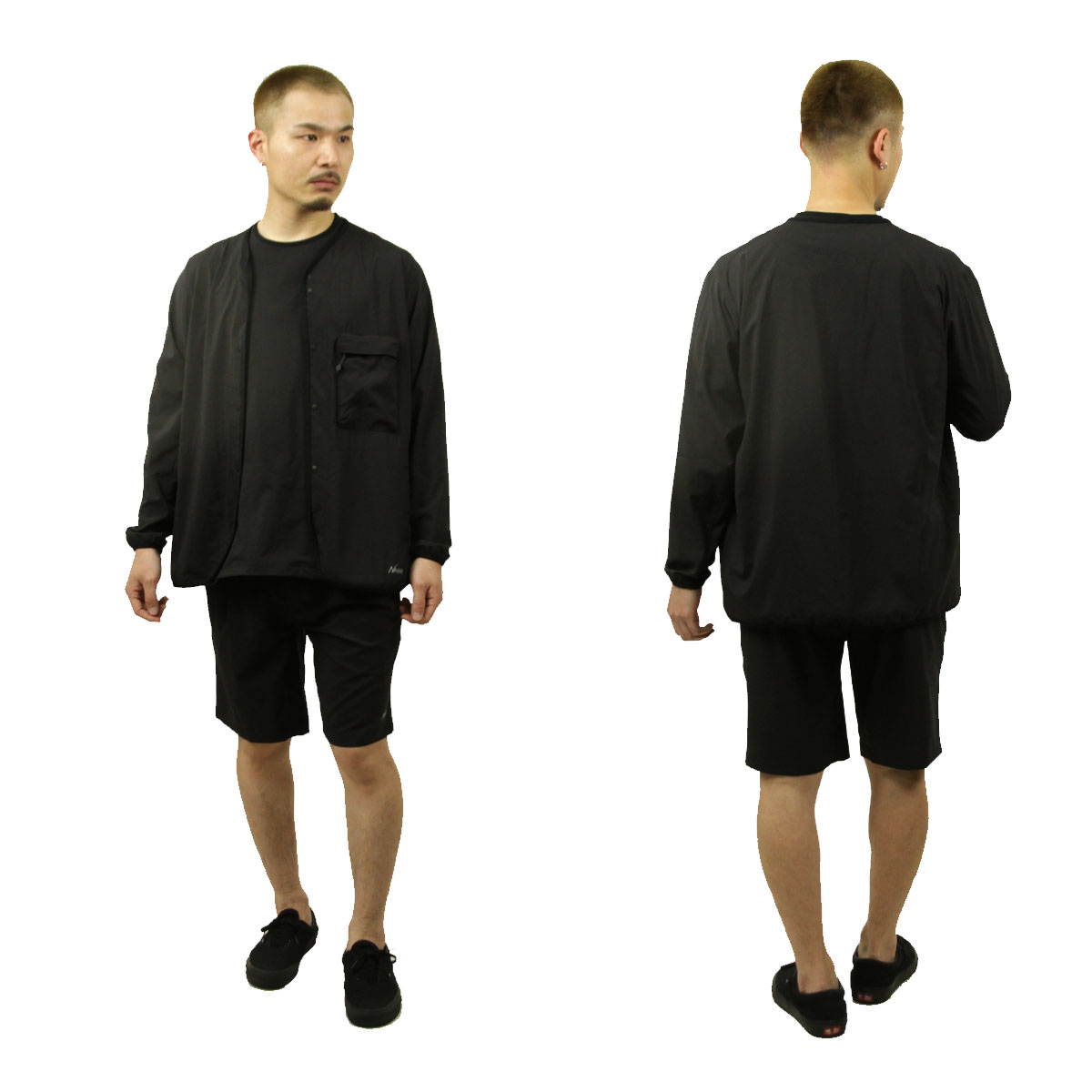 ナンガ メンズ カーディガン 正規販売店 NANGA 収納可能 ボタンダウン 軽量 PLC EXCURSION CARDIGAN BLK BLACK N2500-1T405A