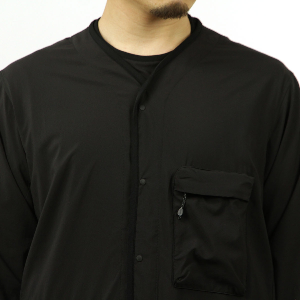 ナンガ メンズ カーディガン 正規販売店 NANGA 収納可能 ボタンダウン 軽量 PLC EXCURSION CARDIGAN BLK BLACK N2500-1T405A