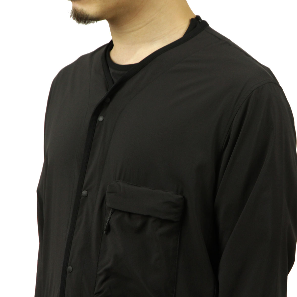 ナンガ メンズ カーディガン 正規販売店 NANGA 収納可能 ボタンダウン 軽量 PLC EXCURSION CARDIGAN BLK BLACK N2500-1T405A