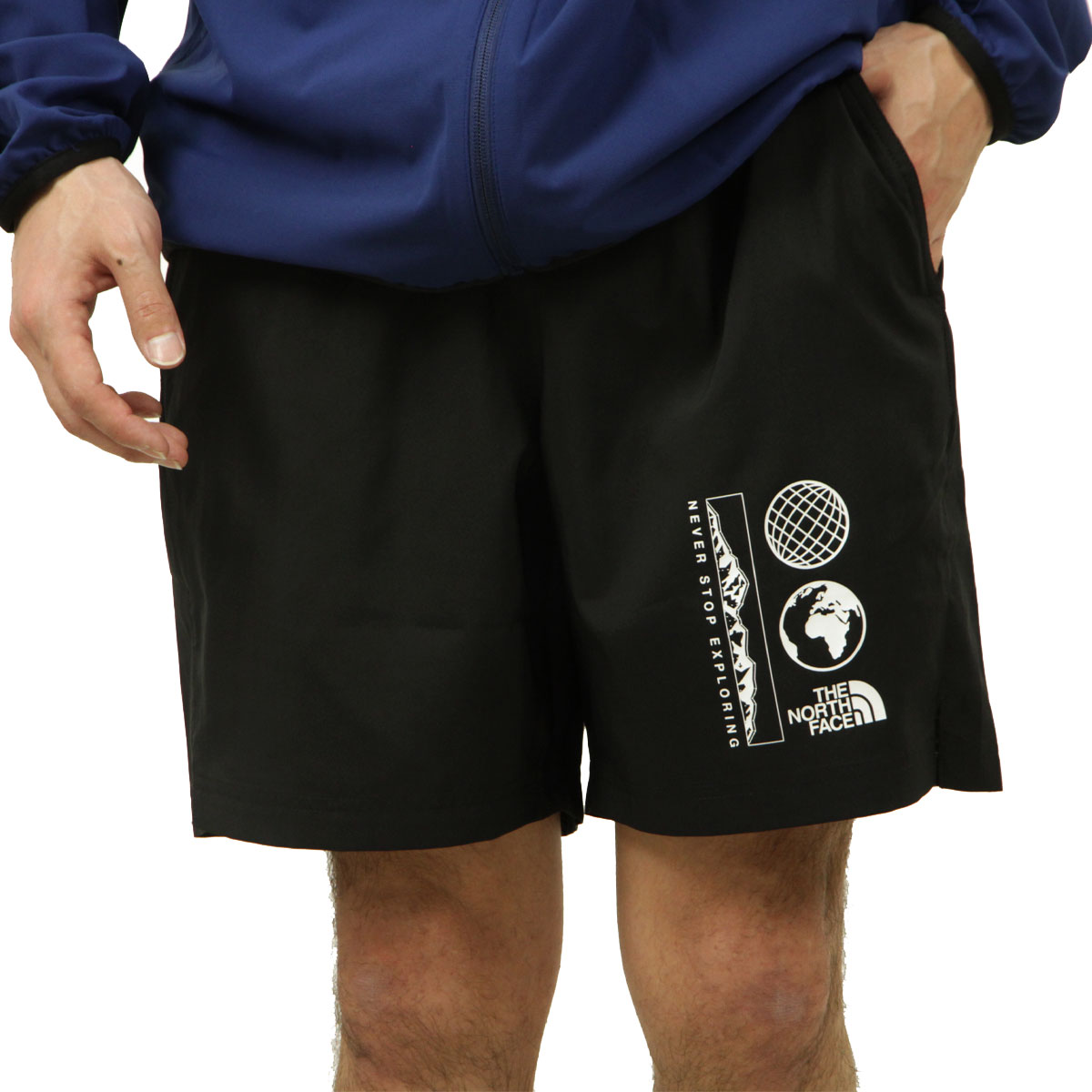 ノースフェイス メンズ ショートパンツ 正規品 THE NORTH FACE ハーフパンツ ボトムス 海外限定 M 24/7 7IN SHORT-GRAPHIC TNF BLACK NF0A8G84 JK3