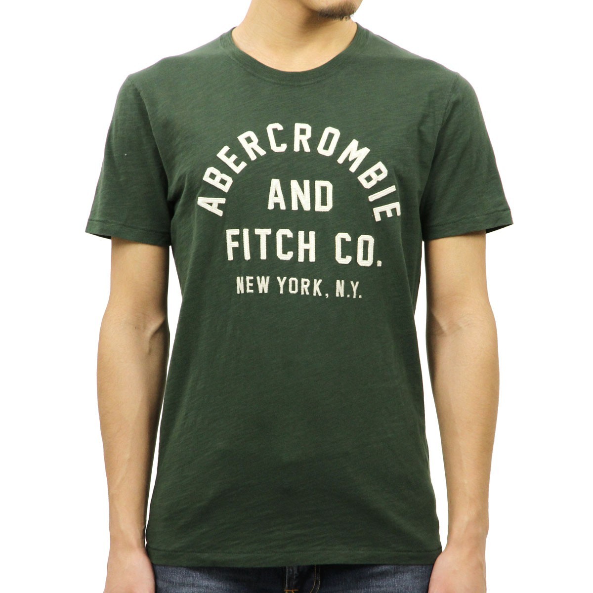 30%OFF アウトレット品 アバクロ Abercrombie＆Fitch 正規品 メンズ 半袖ロゴTシャツ APPLIQUE LOGO TEE  123-238-2239-300