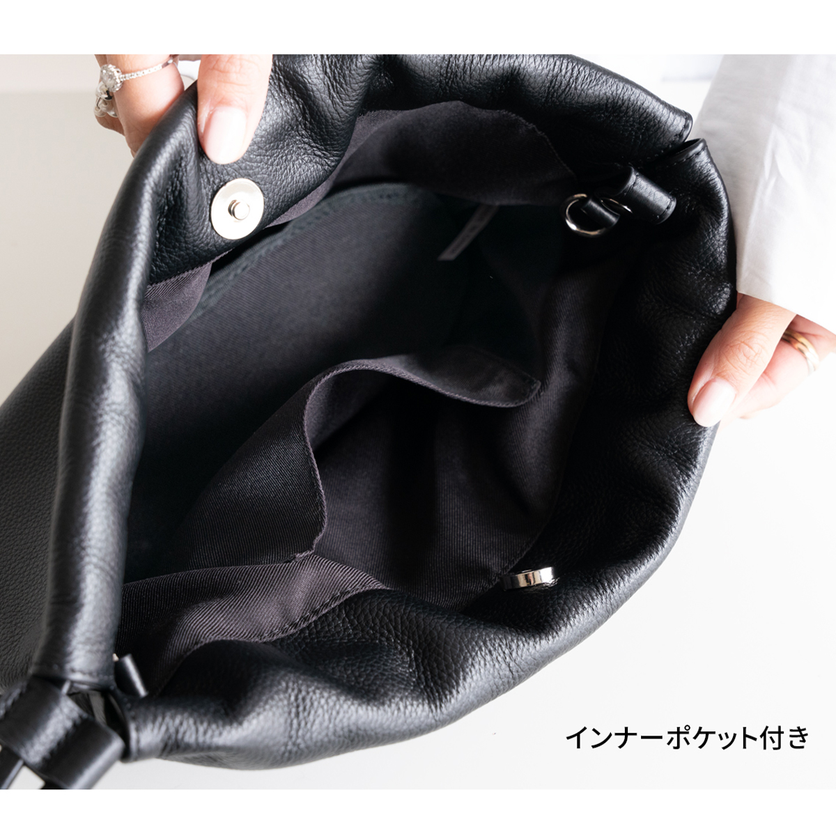 本革3WAYバッグ 巾着 ショルダー ハンド ミニ 斜め掛け 軽量