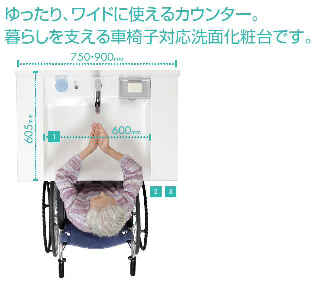 LIXIL ドゥケア・カウンター 車椅子対応ストレートコンポタイプ 間口