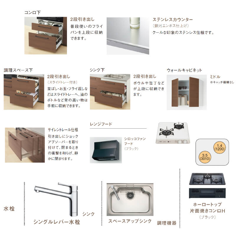 TOTO ミッテ I型スリム 間口1800mm グループ1 基本仕様 システム 