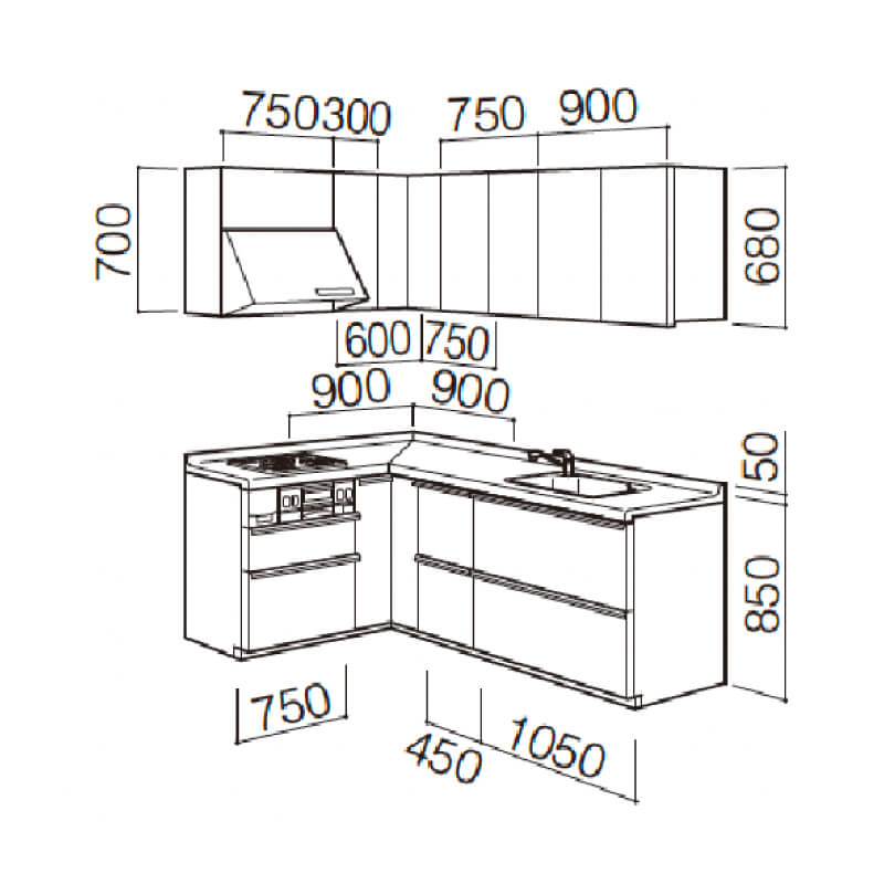 TOTO ミッテ L型 間口2400 x 1650mm グループ1 基本仕様 TOTO ミッテ L型 間口2400 x 1650mm グループ1 基本仕様