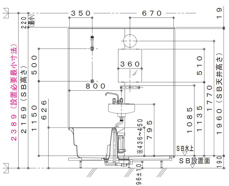 ハウステック NWFシリーズ 1216サイズ マンション用ユニットバス 洗面