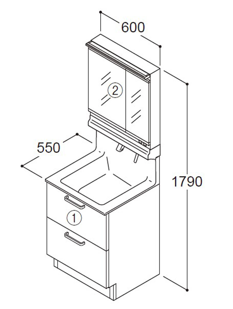 TOTO 洗面化粧台　600サイズ　crpc オクターブ（TOTO） 洗面台 洗面化粧台 600 TOTO オクターブLite