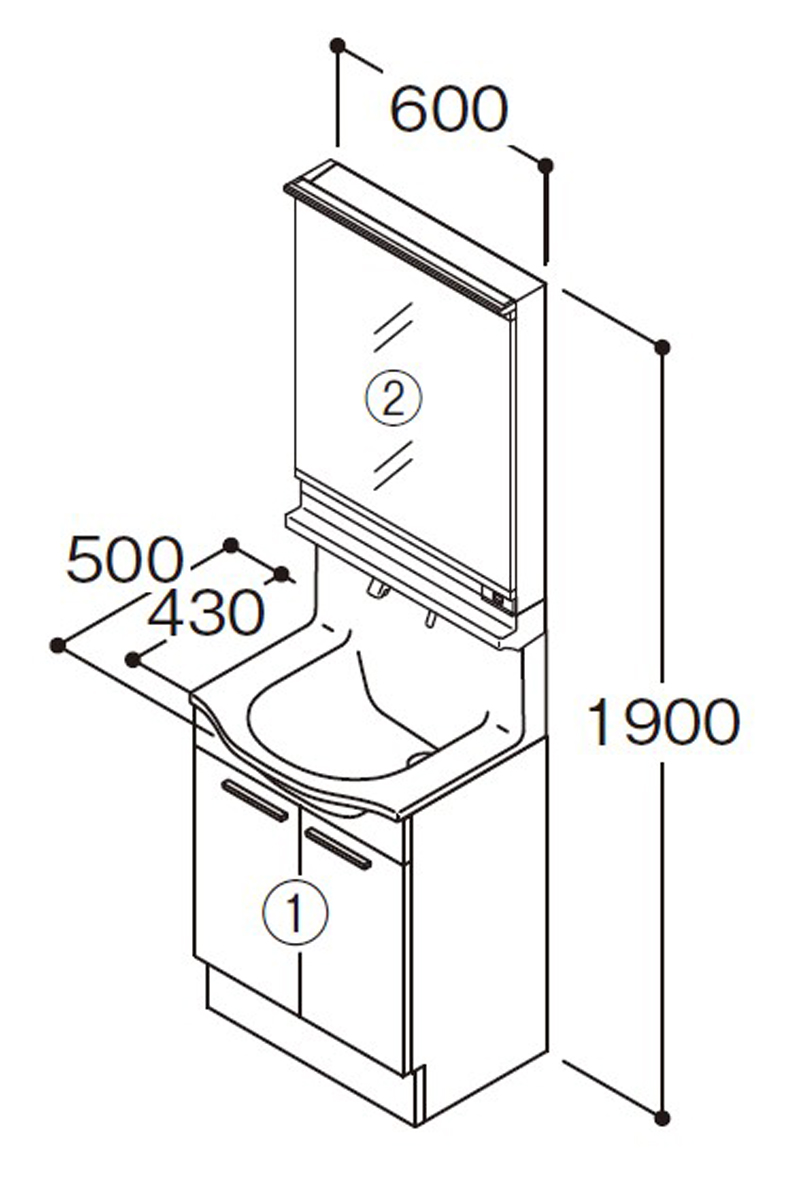 オクターブ（TOTO） 洗面台 洗面化粧台 600 TOTO オクターブスリム