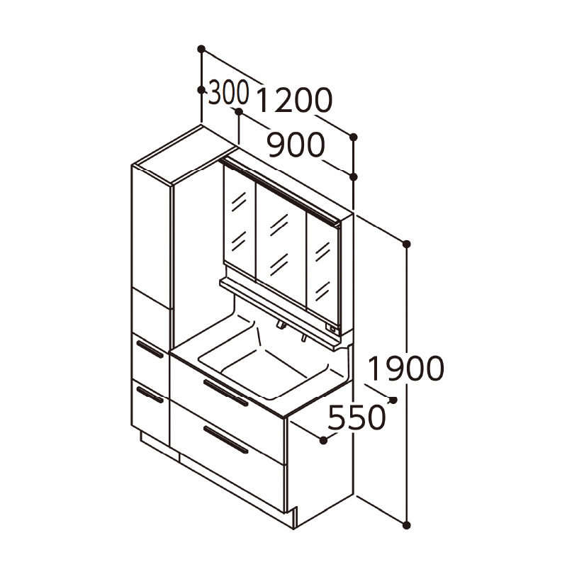 TOTO オクターブ 間口1200mm プラン LDSFB090 洗面化粧台 セット