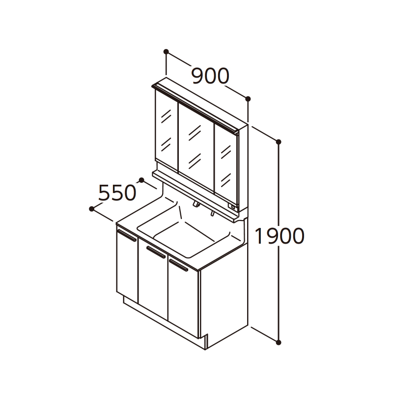 TOTO オクターブ 間口900mm プラン LDSFB090 洗面化粧台 セット | 洗面