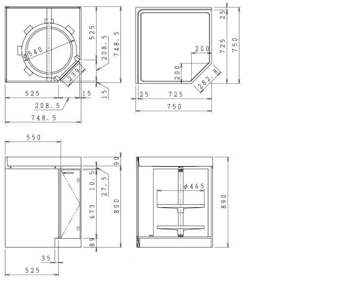 クリナップ さくら 隅調理台 間口75×75cm | 単品キッチン,クリナップ さくらシリーズ 