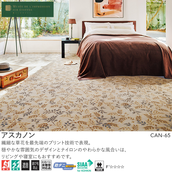 ミュルーズ染織美術館（アスワン）Wall to Wall オーダーカーペット アスカノン（CAN-65・95）ヨコ171〜190cm×タテ391〜420cm
