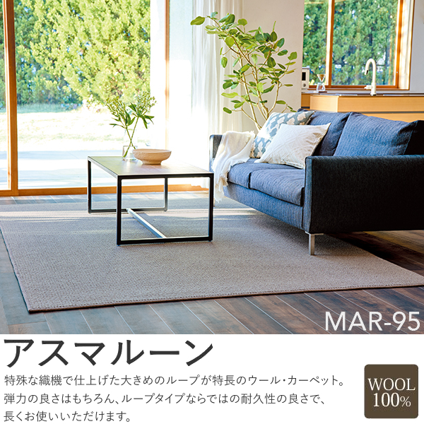 アスワン Wall to Wall ウール100%オーダーカーペット アスマルーン（MAR-05・95）ヨコ271〜290cm×タテ361〜390cm_1