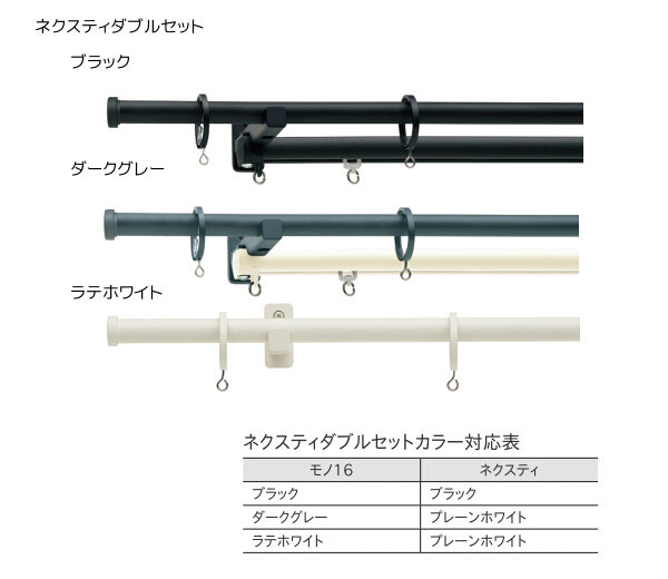 TOSO(トーソー) カーテンレール モノ16 ネクスティダブル正面付Cセット オーダーサイズ 0.50〜1.20m