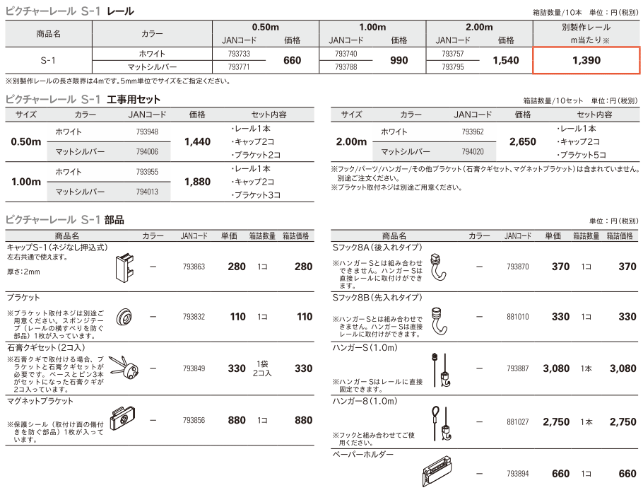 TOSO（トーソー） ピクチャーレール S-1 工事用セット 2.00m :toso-picturerail-s1-200:インテリア リード -  通販 - Yahoo!ショッピング