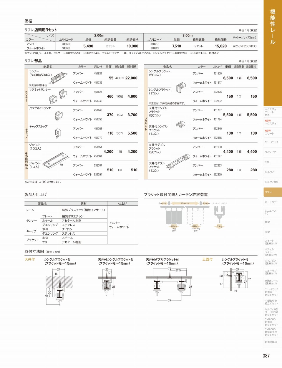 TOSO（トーソー） カーテンレール リフレ 部品 天井付シングルブラケット（50コ入） :toso-rifre-buhin9:インテリア リード -  通販 - Yahoo!ショッピング