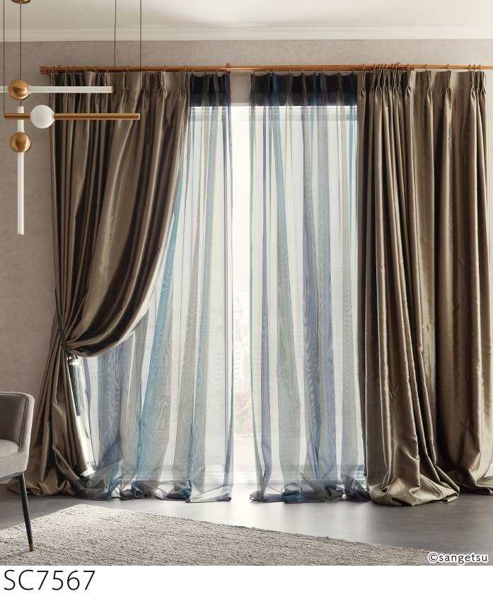 新品あり サンゲツ カーテン 3窓分セット サンゲツ（SANGETSU） オーダーシアーカーテン SC7566-SC7567 仕上り巾