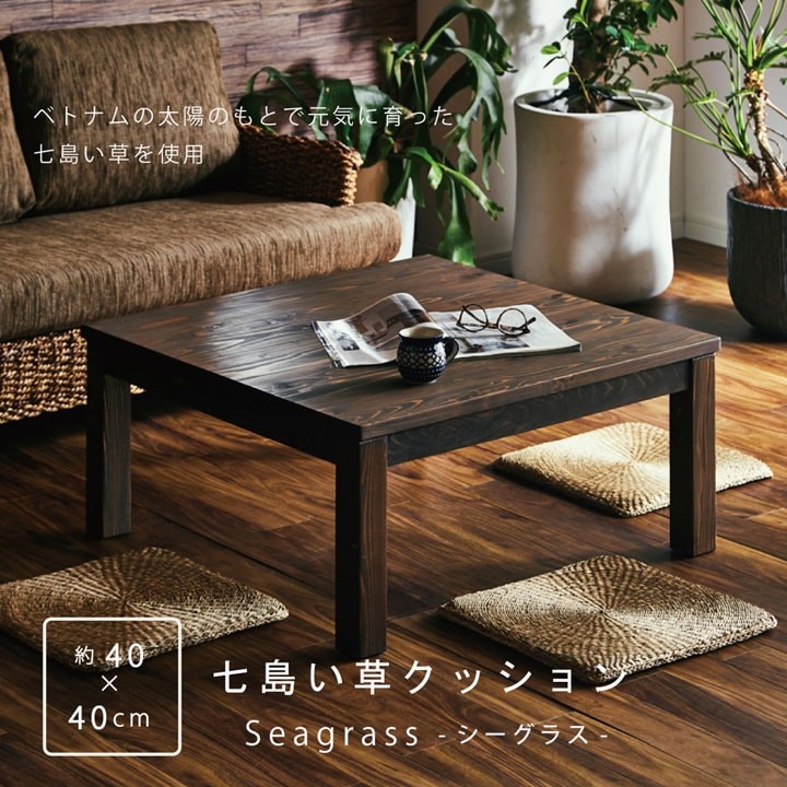 実物 シートクッション 七島い草 コースト 40×40cm 椅子用 業務用 夏用 井草 座布団 アジアン 雑貨 厚さ3cm ib 