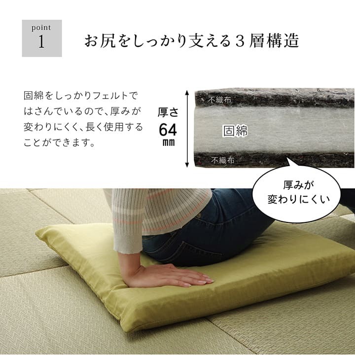 ヌード座布団 座布団 5枚組 セット 日本製 洗える 三層タイプ 約55