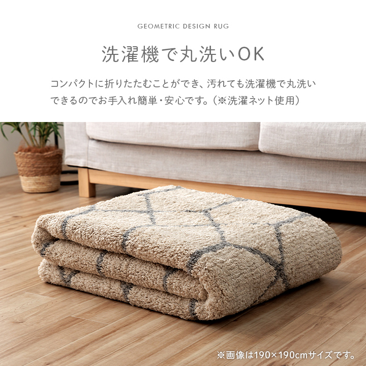 イケヒコ ラグ カーペット 2畳 ポラロ 190×190cm 洗える