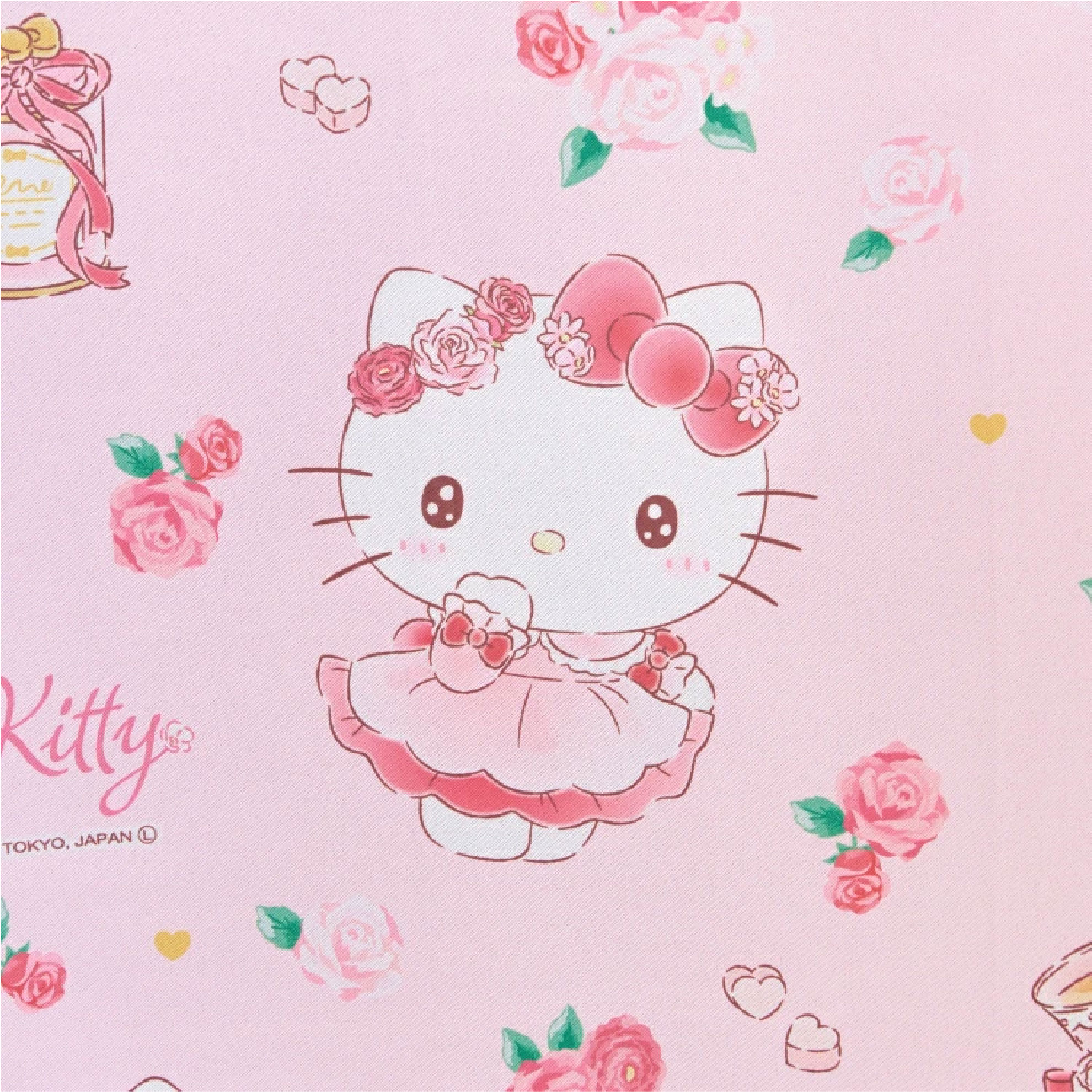 ハローキティ 100×110cm 4枚組 フラワーティータイム 3級 遮光カーテン