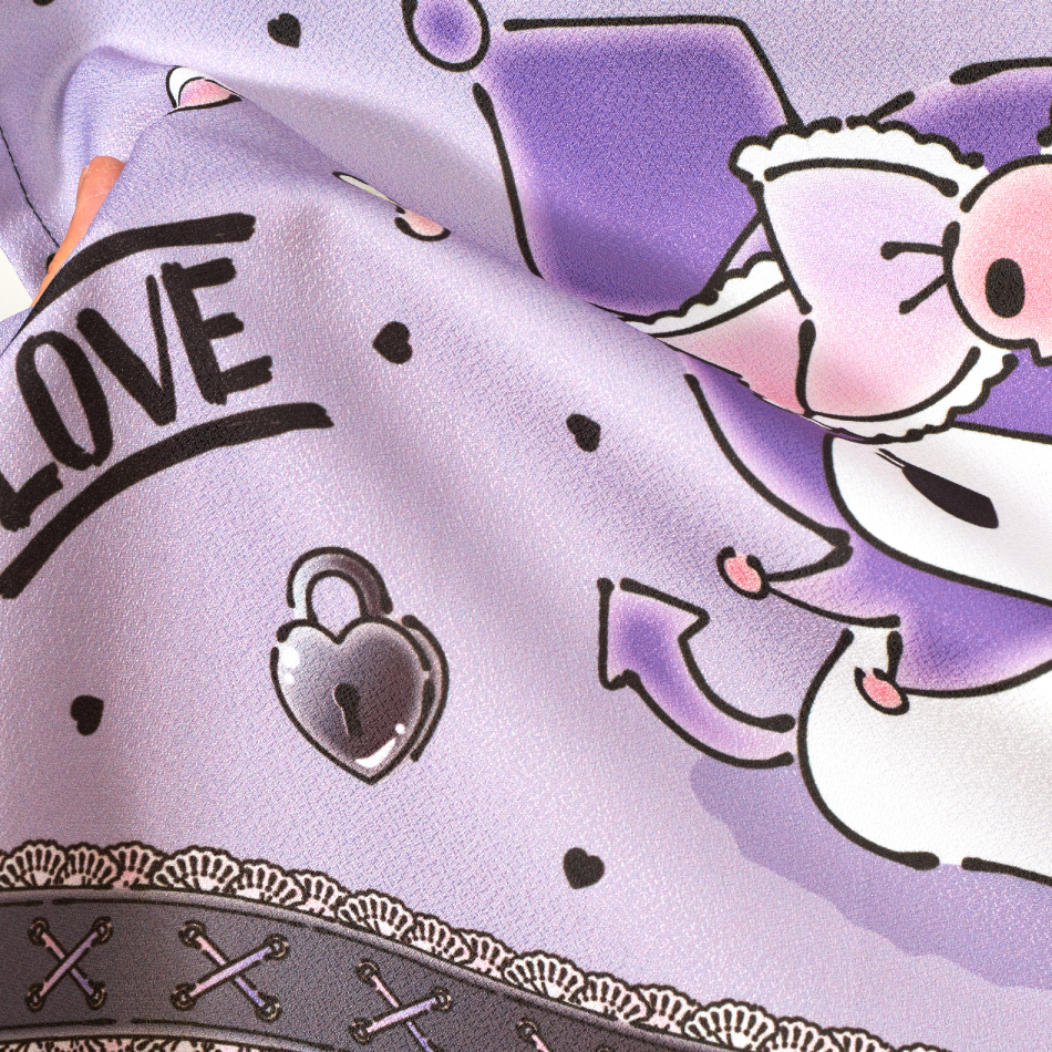 サンリオ かわいい クロミちゃんが パステルベアと一緒の おしゃれな　カフェカーテンです。