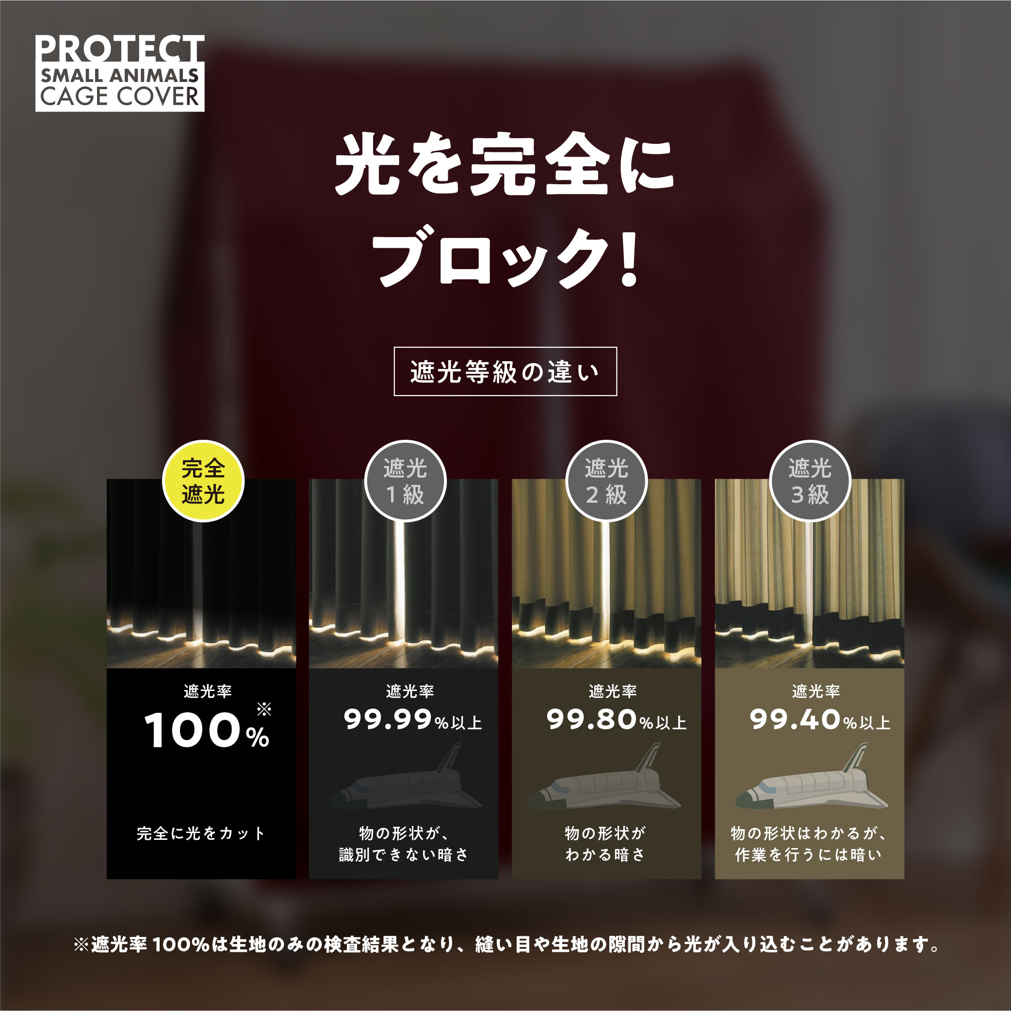 爬虫類 小動物 ケージカバー 撥水 完全遮光 63×46×30 ガラス
