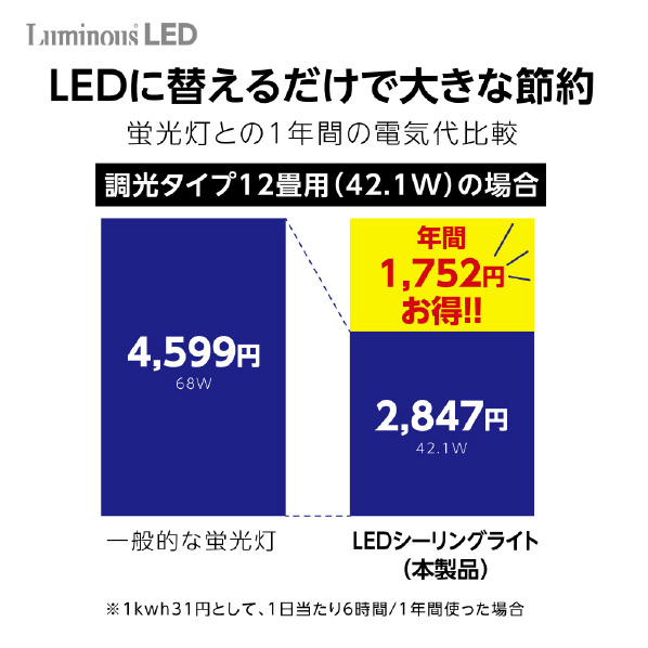 Luminous LED [5年保証] LuminousLED 12畳用 LEDシーリングライト