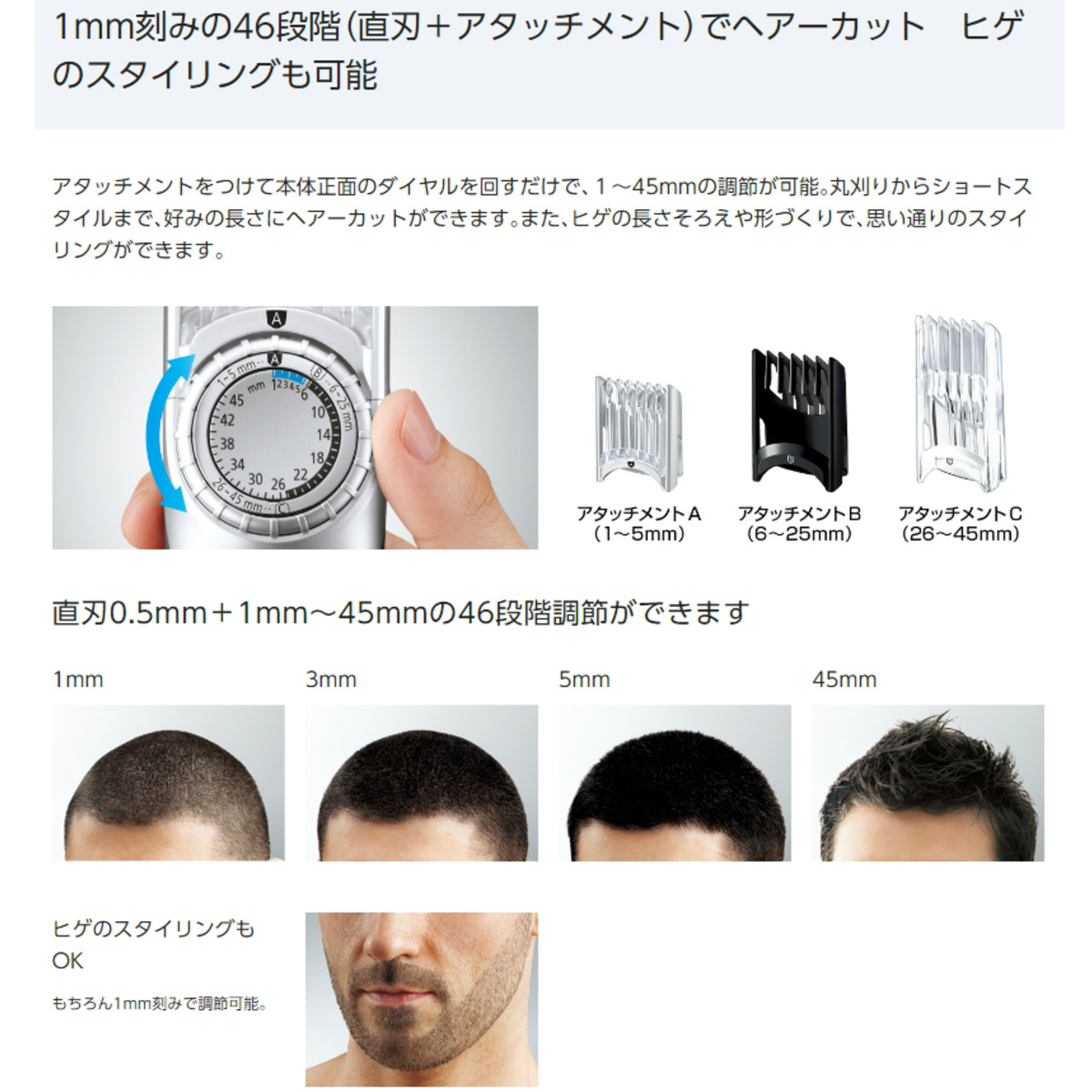 Panasonic パナソニック ヘアーカッター ER-GC74-S シルバー調 バリカン 充電・交流式 水洗い